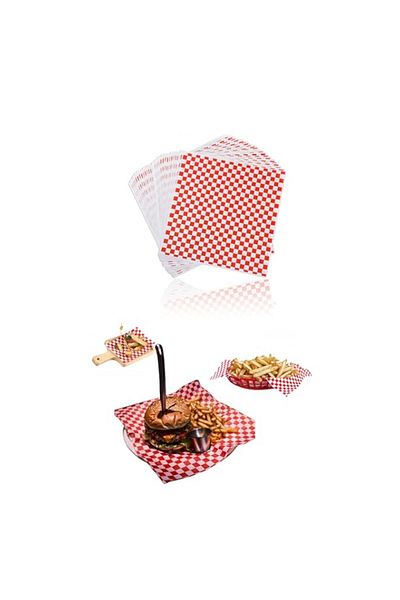 Generic Sweet seven Wax Deli Paper Sheets 12x12 Inch - Checkered Deli Wrap for Sandwiches & Burgers - Red F