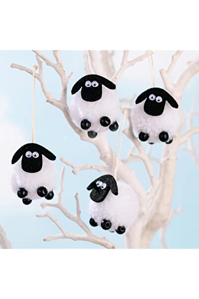 Generic حفلة مع إيما، 4 قطع من زينة كب كيك عيد الأضحى بتصميم خروف، لوازم حفلا...