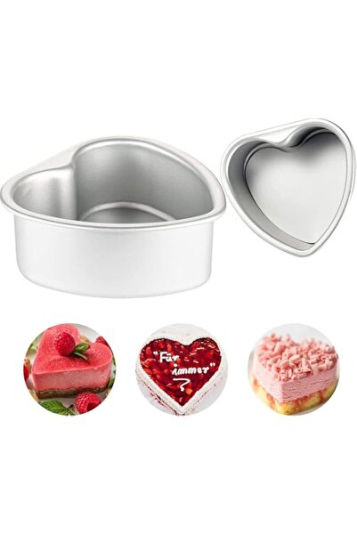 Generic طقم كيك على شكل قلب من الألومنيوم من خزنة، قوالب كيك على شكل قلب للخب...