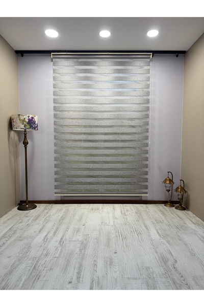 donatti perde Gri Işık Geçirmez Zebra Stor Perde - Karartma Özellikli, Yüksek...