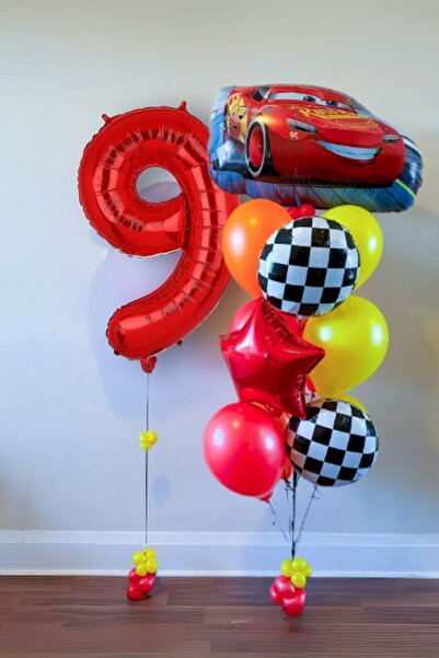 PARTİAVM مجموعة عيد ميلاد سيارات سيارات بعمر 9 سنوات من Lightning Mcqueen Rac...