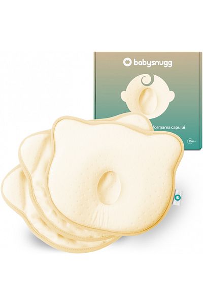 BabySnugg Baby pillow with 2 covers against plagiocephaly for head formation, Yellow