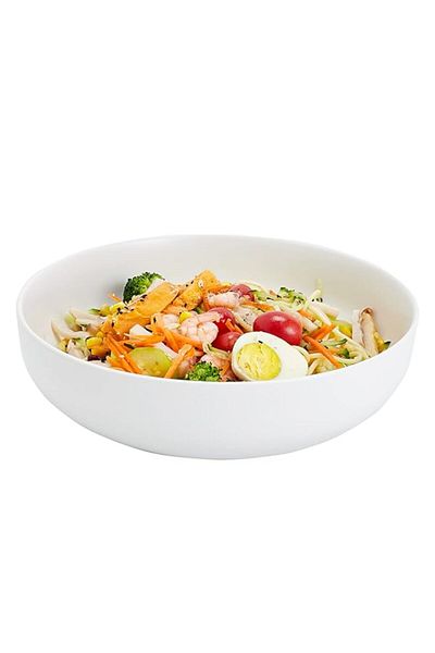 Generic Swuut Large Serving Bowl 25 cm, Salad Bowl 2.8 Litre, White Porcelain Pasta Bowl, Sturdy Soup, Matt