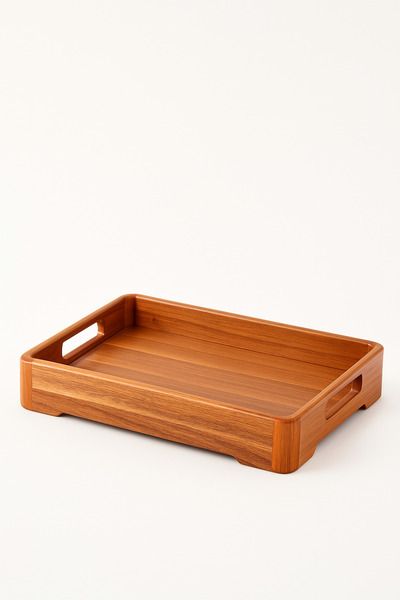 Fhilli Acacia Wood Serving Tray Medium Size – 37X25X4,5Cm Natural Wood Presentation Tray