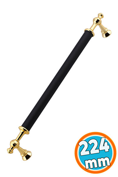 NZB Mobilya Mutfak Çekmece Dolap Dolabı Kulbu Kulpu Kulpları (224 mm - 22.4 cm) Siyah Gold Metal