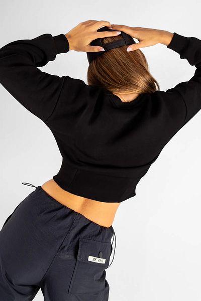 Bak Moda Hanorac negru pentru femei Basic Belt Oversize