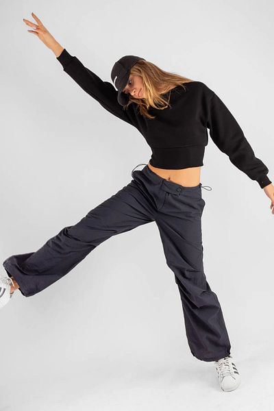 Bak Moda Hanorac negru pentru femei Basic Belt Oversize