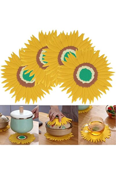 Generic مجموعة من 4 حوامل سيليكون للأواني الساخنة والمقالي وحصائر الأطباق الس...