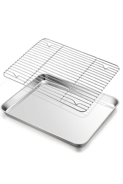 Generic مجموعة صينية خبز مع رف من إي-فار، صينية خبز بسكويت من الفولاذ المقاوم...