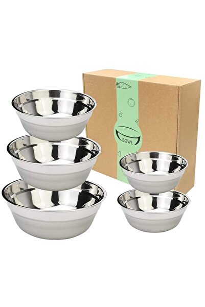 Generic مجموعة SLDHR من 5 أوعية خلط من الفولاذ المقاوم للصدأ، مجموعة أوعية سل...