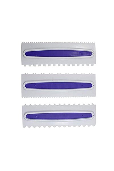 Generic مجموعة مكشطة كيك سموذر، 3 قطع/مجموعة، تزيين ذكي، مجموعة مشط سموذر، تز...