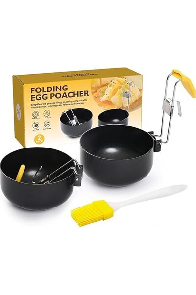 Generic Azonee Foldable Egg Poacher Set – Poached Egg Cooker, Non-Stick Poach...
