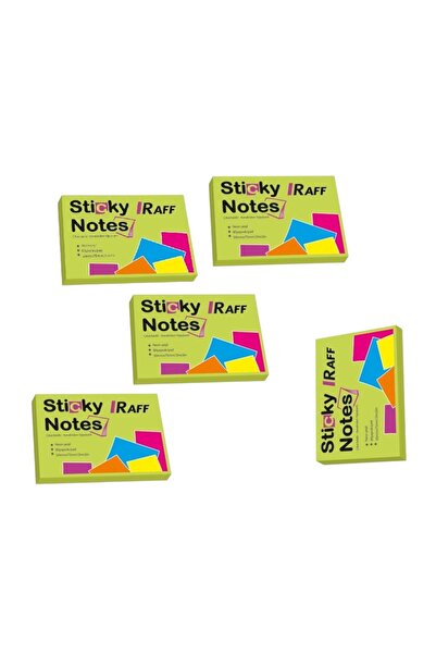 Raff Sticky Note Paper (75 mm X 50 mm) Neon Green (5 Pieces)