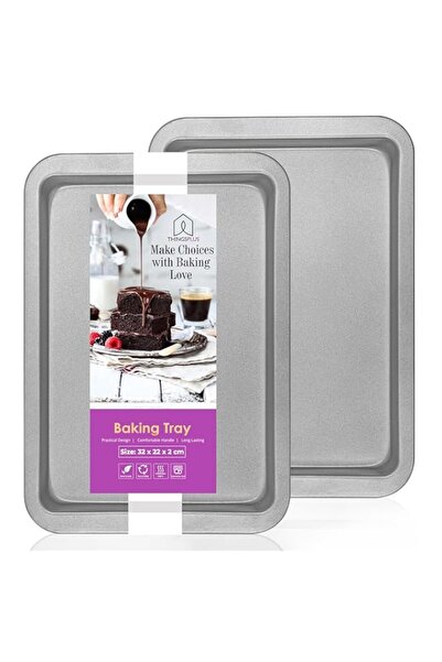 Generic Set Of 2 Baking Trays For Oven Non Stick, Premium Carbon Steel Oven T...