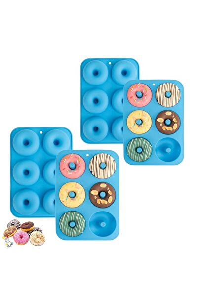 Generic مجموعة قوالب خبز سيليكون من يلاجوي، 6 تجاويف، 4 قطع - قوالب دونات غير...