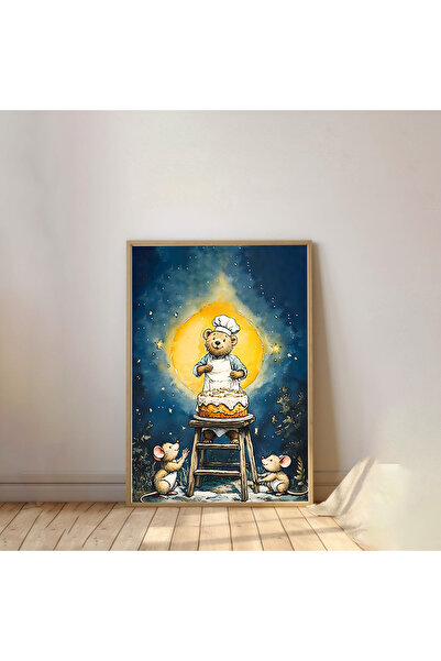 Dekorsiahome Pictură pentru cameră pentru copii cu rama din lemn dintr-o buca...