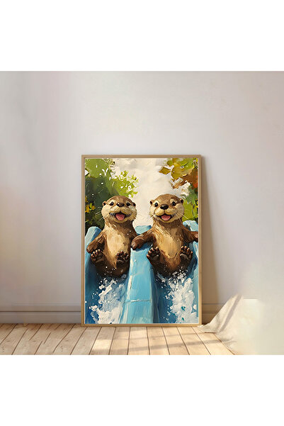 Dekorsiahome Pictură pentru cameră pentru copii cu rama din lemn dintr-o buca...