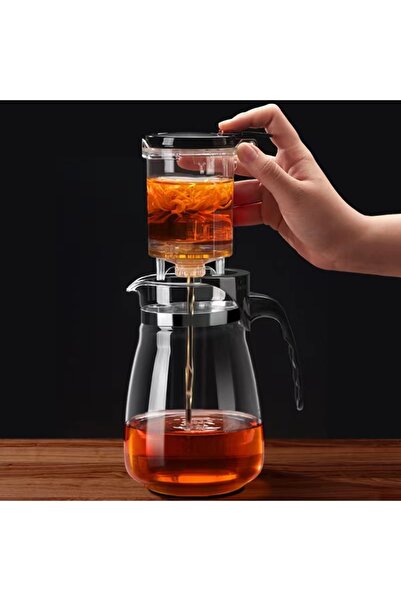 DESINIA Süzgeçli Cam Sürahi 900 ml - Kapaklı Detoks, Su ve Limonata Sürahisi