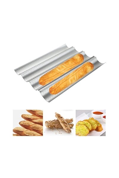 Generic صينية خبز باغيت غير لاصقة، صينية باغيت مثقبة لخبز الخبز الفرنسي، 4 أر...