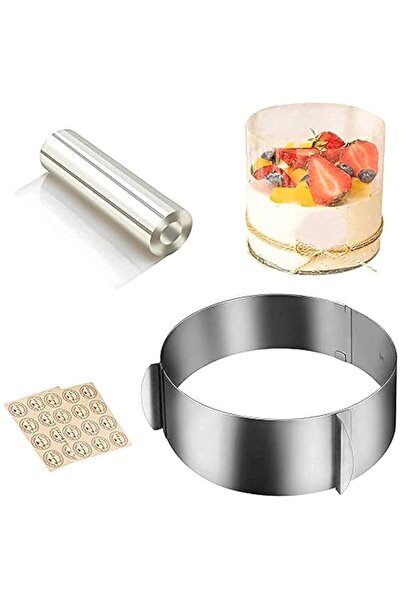 Generic مجموعة أدوات خبز الكيك من كول شيك، 4 قطع، طوق كيك شفاف، حلقة قالب كيك...