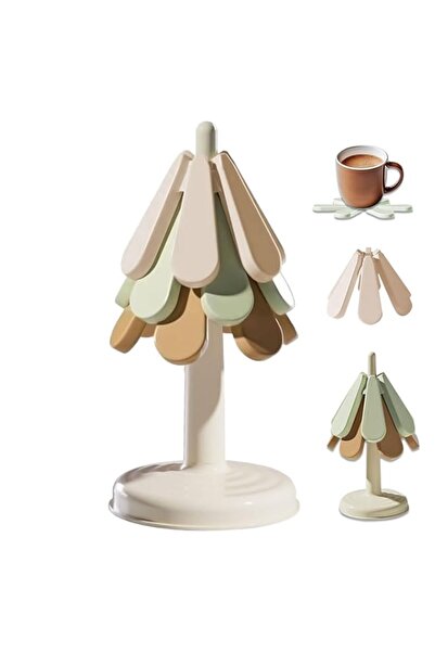 Generic حامل ثلاثي من السيليكون للأطباق الساخنة، قواعد أكواب على شكل شجرة، حا...