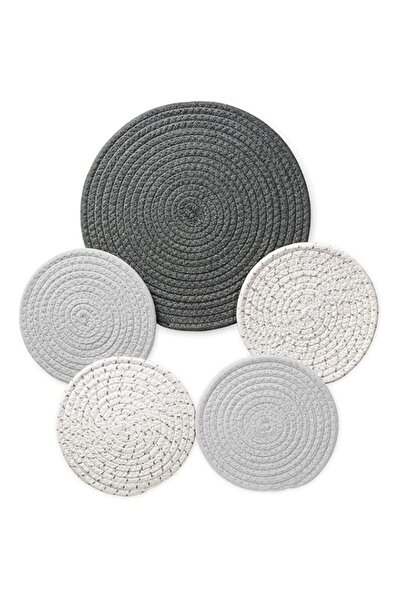 Generic 5-Pcs Trivet Pot Holder, Round Woven Potholders Set, Cotton Braided H...