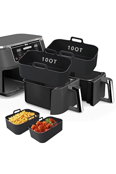 Generic بطانات سيليكون للمقلاة الهوائية - قطعتان لمقلاة نينجا المزدوجة Dz401 ...