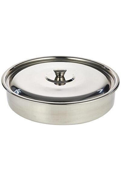 Generic صينية فرن دائرية من راج ستيل مع غطاء، 30 سم، فضي، VOT002 صينية تقديم،...