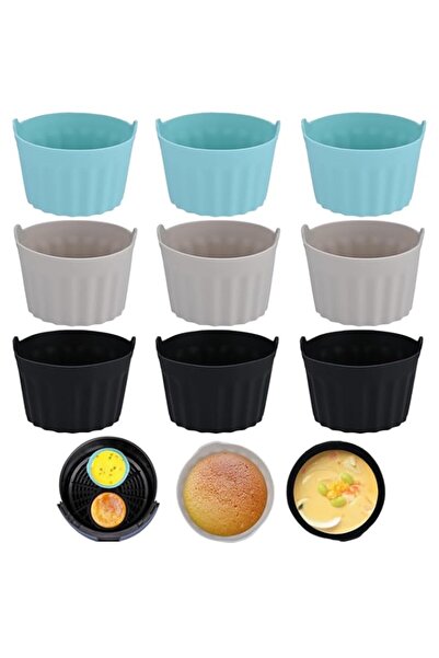 Generic ELECDON 9 قطع من قوالب رامكينز لمقلاة الهواء، ملحقات قالب فطيرة البيض...