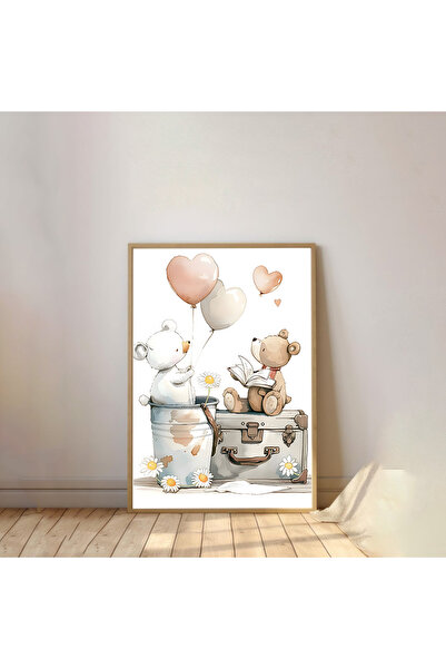 Dekorsiahome Pictură pentru cameră pentru copii cu rama din lemn dintr-o buca...