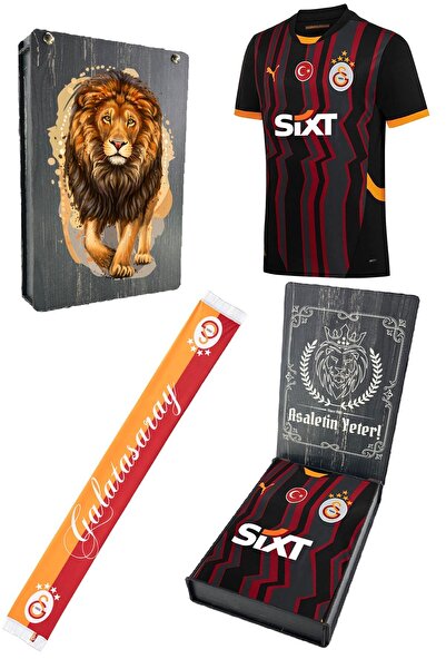 Galatasaray طقم جيرسي أسود بديل مرخص أصلي 2024/25 + مجموعة شال كاشكول صندوق خ...