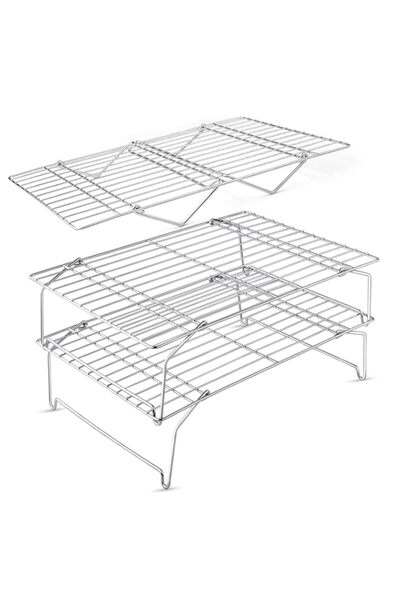 Generic مجموعة رفوف التبريد من 3 قطع، رف تبريد سلكي قابل للتكديس من الفولاذ ا...