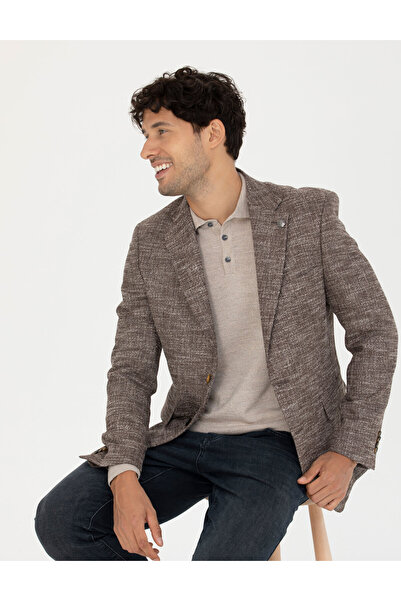 Pierre Cardin Kahverengi Slim Fit Yün Karışımlı Ceket 50278450-VR029