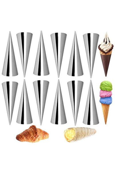 Generic مجموعة قوالب الخبز، 12 قطعة من أنابيب الكانولي المصنوعة من الفولاذ ال...