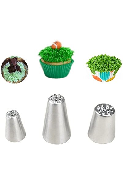 Generic ELECDON 3 PCS Stainless Steel Grass Icing Nozzles Set, Mousse Cake De...