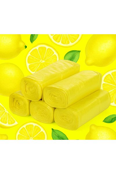 MG HOME 5 Pack 5X10 Drawstring Garbage Bag Large 65X70 60 Lt Drawstring Garbage Bag Lemon Scented Garbage Bag