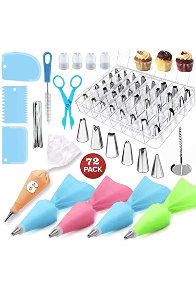 Generic مجموعة فوهات تزيين هونبولو، 72 قطعة من أدوات صنع الكيك المنزلية، توفر...