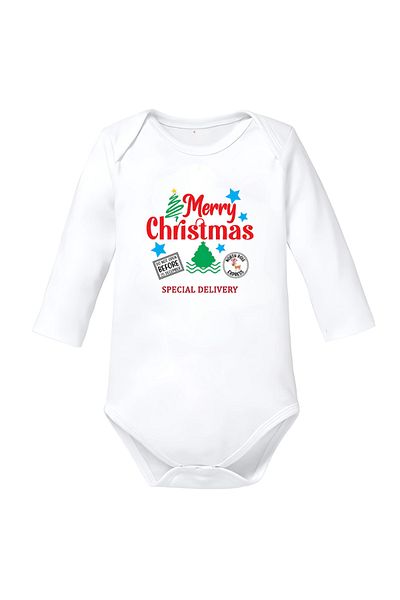 OEM Baby bodysuit white cotton Christmas Merry Christmas size 80