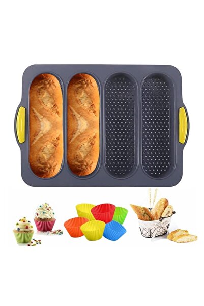 Generic قوالب خبز MUJUZE للخبز، قالب خبز سيليكون مع 6 أكواب مافن، قالب خبز فر...