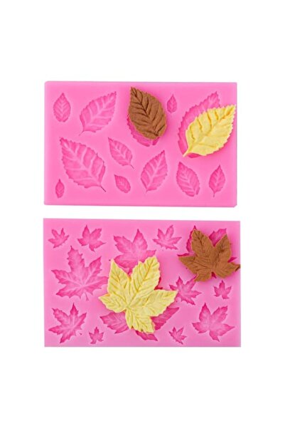 Generic قالب سيليكون على شكل ورقة شجر من XUELIYUN مكون من قطعتين لتزيين كعكة ...