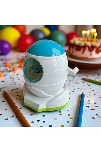 Polin Cute Ufo Design Table Top Pencil Sharpener with Arms, 4 Different Color Options, Sticker Gift
