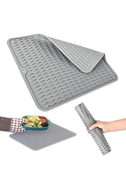 Generic حصيرة تجفيف الأطباق المصنوعة من السيليكون من TAME لطاولة المطبخ - حصي...