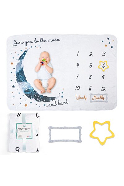 BabySnugg Păturica Milestone Lună Albastră - 100x150cm