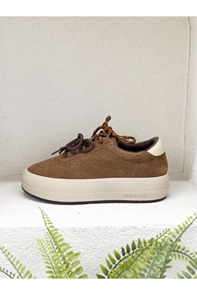 Guja 26K372 Double Lace Khaki Leather Thick Sole Sneaker Sports Shoes