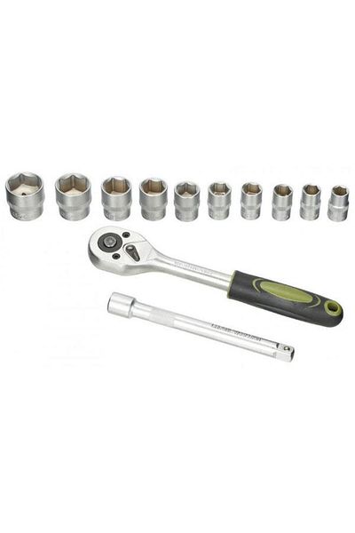 Heinner CTSM018 socket wrench set, 12 pieces, CR-V 3/8"