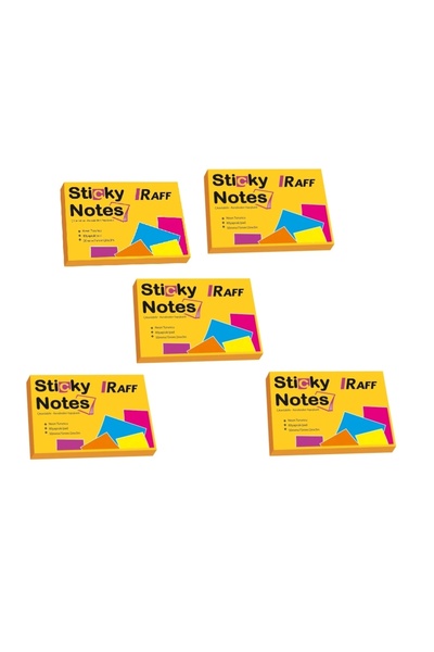 Raff Sticky Note Paper (75 mm X 50 mm) Neon Orange (5 Pieces)