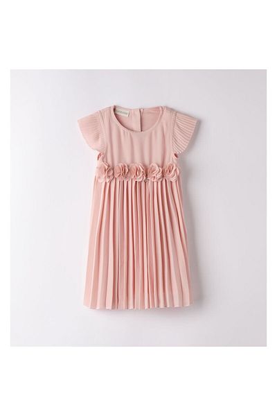 Sarabanda - Elegant dress made of chiffon with floral applications for girls, 0.8273, Peach, 128-140