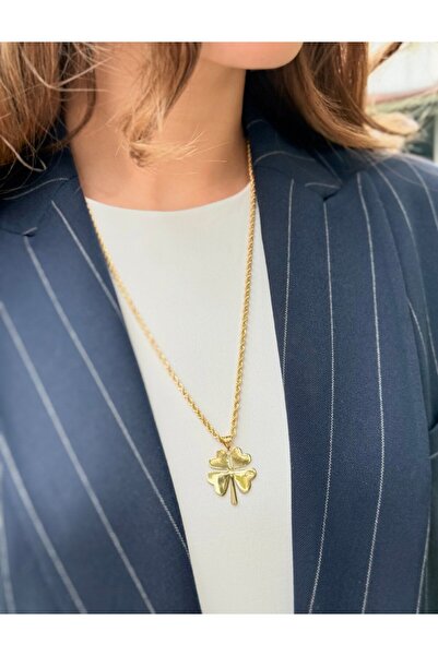 Yener Mücevher Çift Taraflı Yonca Altın Kolye Ucu
