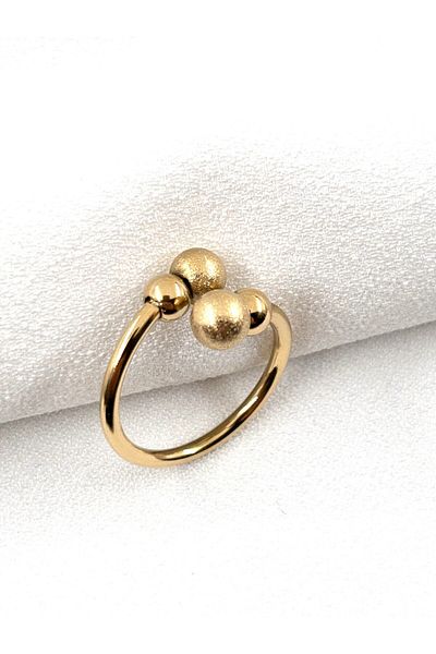 Siya Silver Non-Tarnish Steel Adjustable Steel Ring with Ball Stud