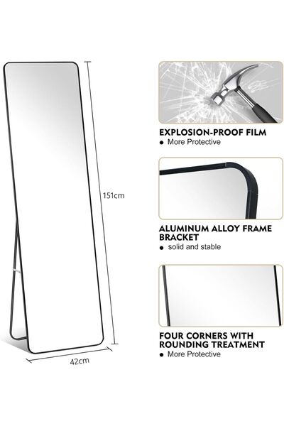 SKY TOUCH SKY-TOUCH Full Length Mirror 151x42cm, Floor Mirrors with Aluminum Alloy Frame